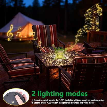 Solar Lantern Outdoor Lights, Cute Metal Solar Frog Lamp with Sound - size: Frog