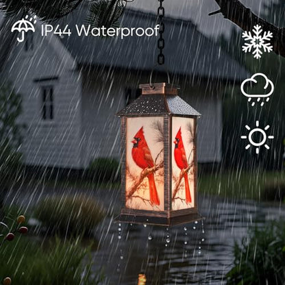Homemory Solar Hanging Lanterns Outdoor Waterproof Cardinal LED Lights - style: Cardinal