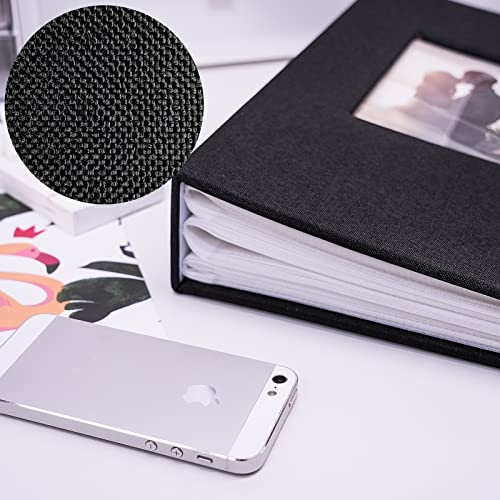 Vienrose 4x6 Photo Album,420 Pockets,Linen Cover with Window,Black | Linen Hardcover, Slip In Photo Book, Family Memory Album, Travel Keepsake - color: Black, size: 420 Pocket