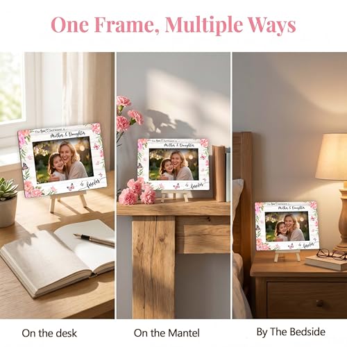 Mom Picture Frame | Mothers Day Photo Frame 4×6, Love Memorial Picture Frames for Mother's Day Birthday Gifts - Pink Flower - color: Pink Flower and Butterfly