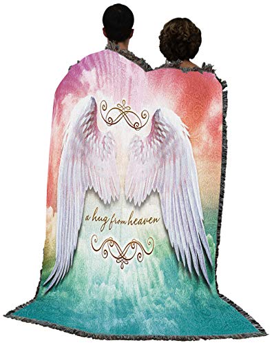 Pure Country Weavers A Hugs from Heaven Blanket by Brigid Ashwood - Sympathy Bereavement Gift Tapestry Throw Woven from Cotton - Made in the USA (72x54) - color: Hugs from Heaven, size: 72" x 54"