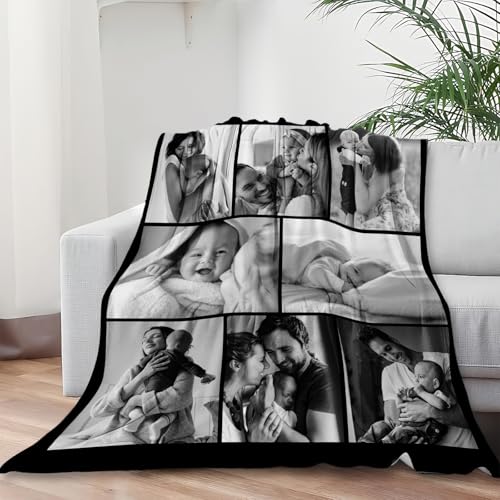 XINLING Custom Memorial Blanket with Pictures for Loss of Loved One Personalized Photo Blanket Customized Sympathy Gifts in Memory of Mom Dad Grandma Grandpa(8 Photos) - color: 8 Photos