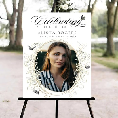 Celebration of Life Welcome Sign, Memorial Sign, Funeral Welcome Sign, in Loving Memory Sign, Celebration of Life Funeral Sign, Celebration of Life Sign, Memorial Sign with Photo # - color: Version #22