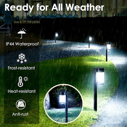 Mancra Solar Pathway Lights Outdoor, 10 Pack Metal & Glass Solar Lights Outdoor Waterproof Landscape Path Lights, Cool White - color: Cool White