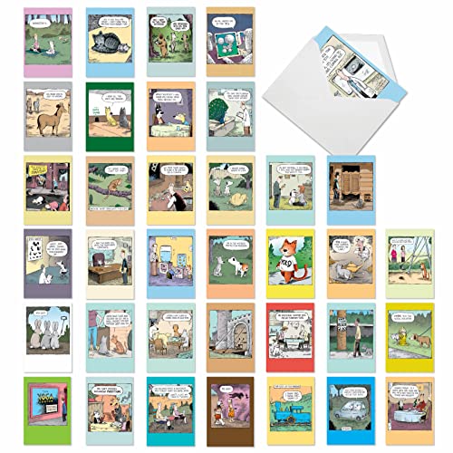 NobleWorks 36 Assorted Funny Birthday Cards in Bulk Box Set with Envelopes Dave Coverly Cartoon Humor Cake Time for Men and Women AC9375BDG-B1x36 - style: Dave Coverly's Cake Time