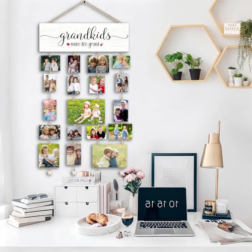 Birthday Gifts for Grandma From Grandkids,New Grandma Gifts | First Time New Grandma Picture Photo Frame,Grandkids Make Life Grand Grandma’s Brag Board,Grandparents Gifts - color: Grandkids