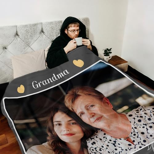 Personalized Memorial Blanket with Photos in Loving Memory for Loved Ones Lost, Custom Gift Loss of Dad Mom Son Daughter, Bereavement Sympathy (Style 4) - color: Gray