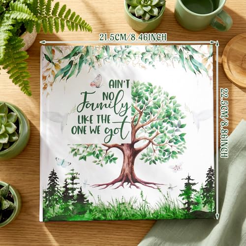 Dunzoom Family Reunion Memory Photo Album Holds 200 Pcs 4 x 6 Inch Leather Album, Tree Pattern Memory Scrapbook for Couple Gifts - style: Family Reunion