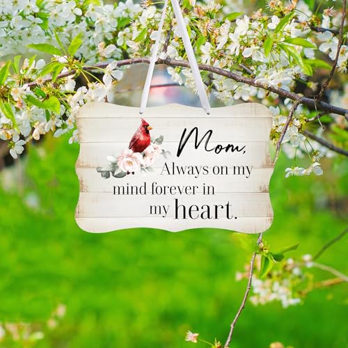 LifeSong Milestones Memorial Wall Hanging Signs Bereavement Keepsake Condolence Funeral Gift For Loss of Loved One 8x12 (Mom, Always On My Mind (White)) - color: Mom, Always On My Mind (White)