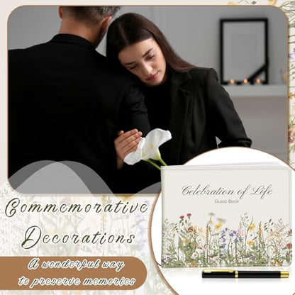 Patelai Funeral Guest Book with Pen, Vintage Wildflower - style: Vintage Wildflower