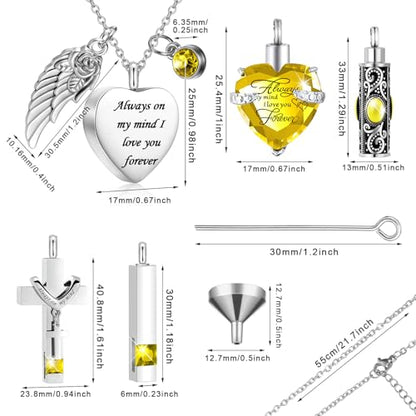 Fumete 5 Pcs Urn Necklaces for Ashes Cremation Jewelry - color: Light Yellow