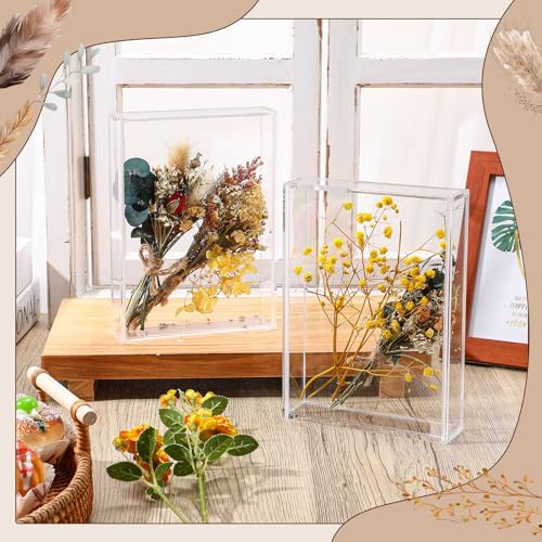 Barydat 2 Pcs 5" x 7" Acrylic Shadow Boxes Display Cases, Shadow Box DIY Frame Clear Acrylic Display Cases Wedding Memory Dried Flower Container Picture Photo Frame for Valentine Day Wedding - size: 5 x 7''