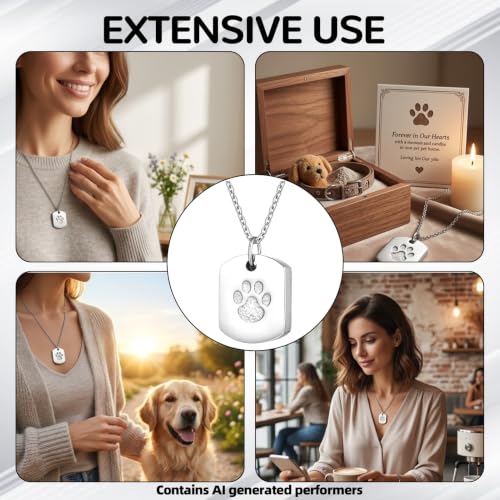 Pet Urn Necklace for Dogs Ashes Silver Pendant 1PCS with Funnel Spoon Screw Kit Memorial Keepsake Comfort Gift - color: Silver