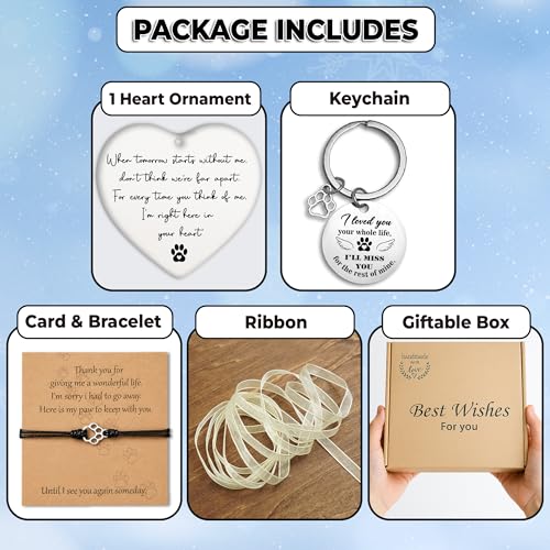 Pet Memorial Ornament Gifts, Loss of Dog Sympathy Card, Bracelet, Keychain | Memorial Bracelet for Pet Loss, Dog Passing Away Keychain, Loss of Dog Sympathy Gift, When Tomorrow Starts Without Me Cat