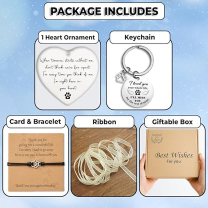 Pet Memorial Ornament Gifts, Loss of Dog Sympathy Card, Bracelet, Keychain | Memorial Bracelet for Pet Loss, Dog Passing Away Keychain, Loss of Dog Sympathy Gift, When Tomorrow Starts Without Me Cat