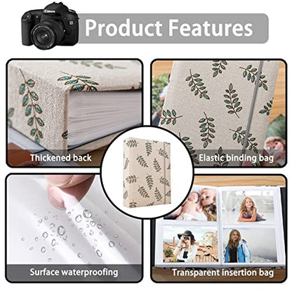 Photo Album 4x6 200 Photos Linen Cover Picture Photo Book for Family Wedding Anniversary Baby Vacation (200 Photos (4x6), Green Leaves) - color: Green Leaves, size: 200 Photos (4x6)