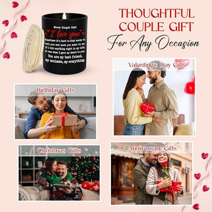 Anniversary Couple Gifts - Vanilla Lavender Candle 10 oz | Gifts for Him Her, I Love You Message, Long Lasting Burn, Soft Scented Glow, Glass Jar With Lid, Ready To Gift - color: I Love You