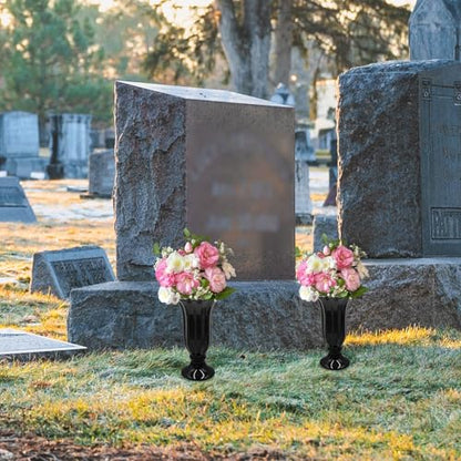 Cemetery Vases for Grave, Durable Ceramic Vase with Metal Stake for Decoration and Memory, Grave Flower Holder, Cemetery Vase, Graveside Flowers Holder for Cemetery