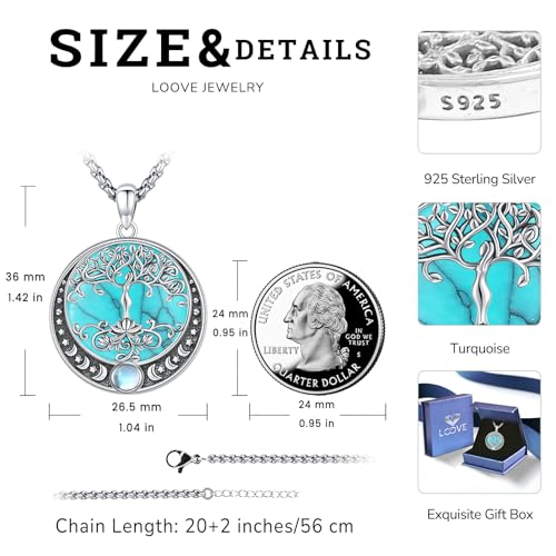 Sterling Silver Tree of Life Necklace for Women Oval Family Tree Necklace Abalone Shell Moonstone Pendant Mother Day Necklace for Mom Tree of Life Jewelry - style: Tree of Life-Moon phase