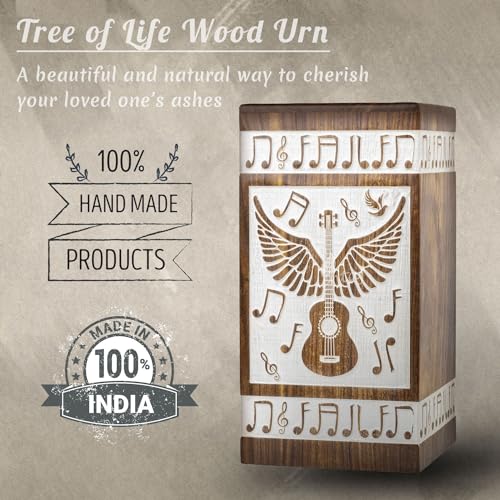 Guitar Wings Keepsake Urns for Human Ashes, Set of 4, White - color: Antique White, size: Keepsake Set of 4 (20 lbs each)