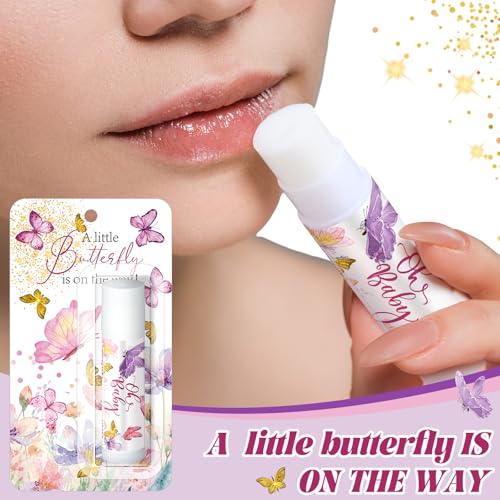 30 Pack Butterfly Baby Shower Games Prizes Party Gifts Bulk Lip Balms Favors for Winners Adults Guests Gender Reveal Favors Decorations Purple Baby Shower Souvenirs Gift Bags Stuffers - style: Butterfly