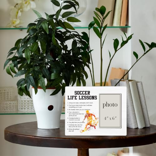 Soccer Life Lessons Picture Frame, Soccer Gifts for Boys Girls Players | Inspirational Soccer Wooden Picture Frame for 4 x 6 in Photo, Soccer Team Coach Gifts for Men Women - color: SOCCER