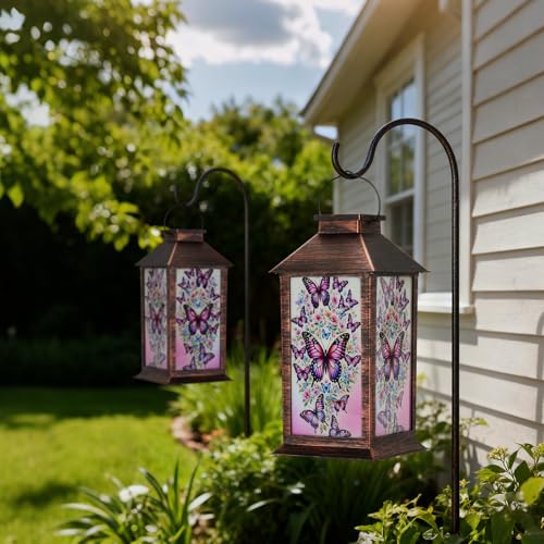 Homemory Solar Hanging Lanterns Outdoor Waterproof Butterfly LED Lights - style: Butterfly