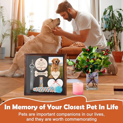 Windspeed Pet Memorial Shadow Box Personalized Pet Memorial Shadow Box Frame Dog Collar Dog Picture Gift Clay Paw Print Kit