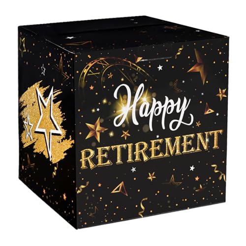 Hxezoc Happy Retirement Card Box Party Favors Post Box Cardboard Receiving Money Box Holder for Retirement Party, Going Away Party Table Centerpiece Decorations - style: Retirement
