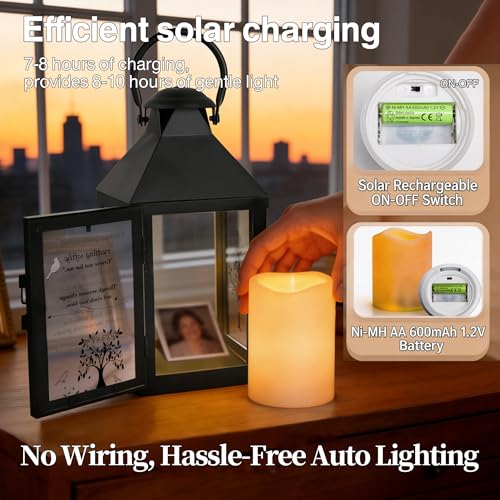 Black Memorial Lantern Sympathy Gift for Loss of Loved One | Remembrance Solar Lantern with Cardinal & Tree of Life, Bereavement Gifts for Loss of Mother Father, Funeral Condolence Gift