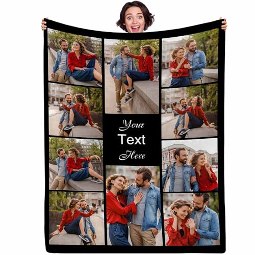 Custom Photo Blanket with Text | Customize Picture Blanket for Her | Personalized Blanket for Wife | Customized Your Own Blanket for Girlfriend Mom Dad Couple Boyfriend, Style 12 - color: Style 12