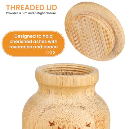 Small Urns for Human Ashes Keepsake Set of 2, Handcrafted Bamboo, Mini Cremation Keepsake Urn for Funeral Memorial or Home Decorative, 2" W x 3" H