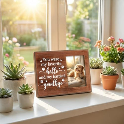Pet Memorial Photo Frame - You were My Favorite - Wooden Dog Memorial Picture Frame 10×7.7Inch Loss of Pet Remembrance Gift with Quotes for Loved Ones Lost Sympathy Gift