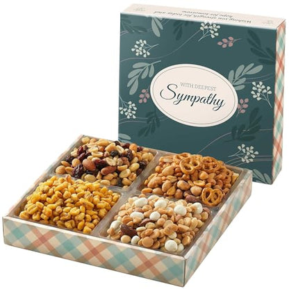 Broadway Basketeers Sympathy Nuts Gift Basket Gourmet Nut Box Assortment for Men And Women, Healthy Condolence Gift Tray for Bereavement
