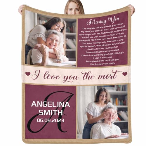 Custom Memorial Blanket with Picture Personalized Sympathy Remembrance Condolences Bereavement Gifts Sympathy Gifts for Loss of Loved One Mother Dad Grandma Grandpa Sister Daughter Friend - color: Design14