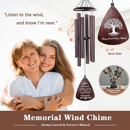 Soopau Sympathy Wind Chimes for Outside, 32'' Memorial Wind Chimes for Loss of Loved One, Memorial Gifts for Loss of Mother Father, Bereavement Gift in Memory of Loved One (Bronze)