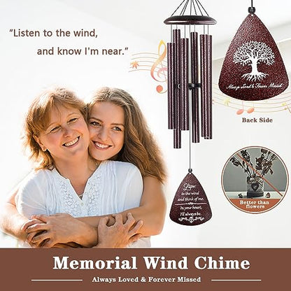 Soopau Sympathy Wind Chimes for Outside, 32'' Memorial Wind Chimes for Loss of Loved One, Memorial Gifts for Loss of Mother Father, Bereavement Gift in Memory of Loved One (Bronze)
