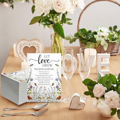 Fullhawl 100 Packs Wedding Favors for Guests Let Love Grow Seed Packet Kraft Bags Wildflower Seed Envelopes Resealable Blank Empty Organizer Storage Bag for Wedding Party Bridal Shower Gift