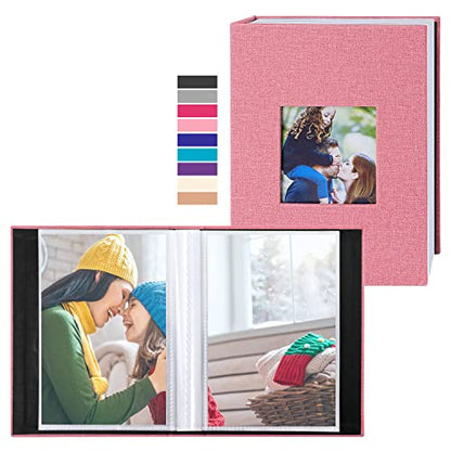 Ywlake Photo Album 4x6 100 Pockets 2 Packs, Small Mini Capacity Linen Photo Album Bulk Sets, Each Pack Holds 100 Top Loader Vertical Only Picture for Kids Boy Girls Pink - color: Pink, size: 100 Pockets/2PK