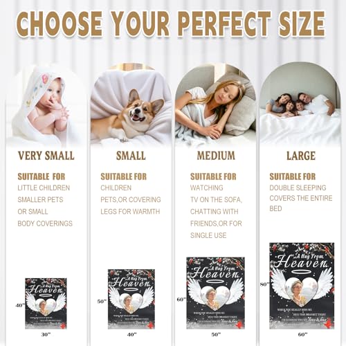 Arovene Ship Next Day, Custom Memorial Blanket with Photo - Printed in USA, A Hug from Heaven Blanket, Personalized Sympathy Gifts for Loss of Loved One Dad Mom Husband Wife Friend Dog Memorial Gifts - color: Style 07