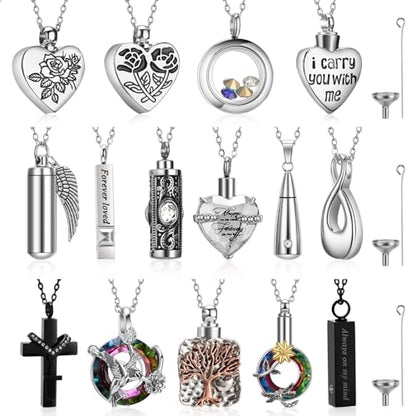 Ecation 15 Pcs Urn Necklace for Ashes Women Cremation Jewelry - color: White