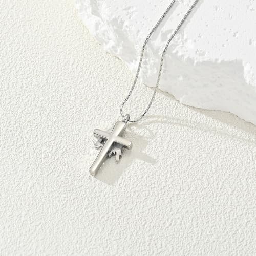 constantlife Cardinal Urn Necklace for Ashes Stainless Steel Red Blue Bird Pendant Cremation Keepsake Human Pet Memorial Jewelry for Women Men - color: Silver
