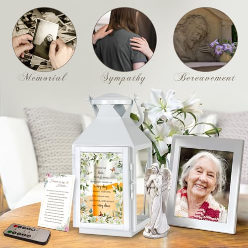 Memorial Lantern - Bereavement Sympathy Gifts for Loss of Loved Ones - Mother, Father, Grandpa, Grandma Remembrance Gifts - color: Those We Love White
