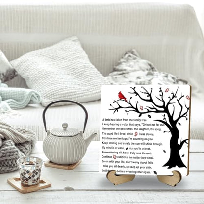 A Limb Has Fallen from The Family Tree Sympathy Wooden Plaque with Stand - color: In Loving Memory