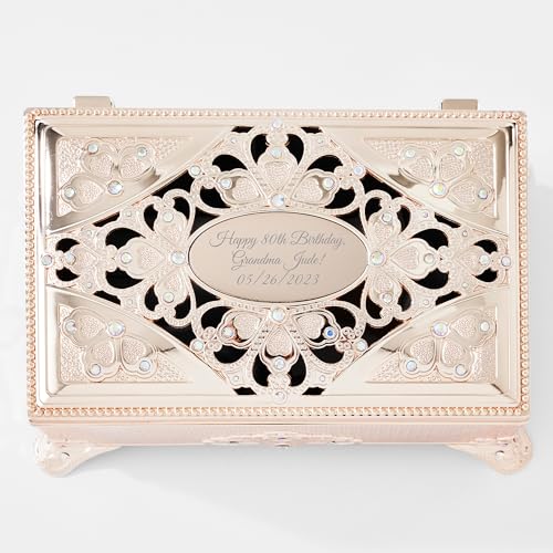 THINGS REMEMBERED Engraved Golden Anastasia Musical Jewelry Box (Free Customization), Plays Unforgettable Music, Gift for Women