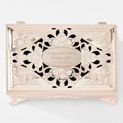THINGS REMEMBERED Engraved Golden Anastasia Musical Jewelry Box (Free Customization), Plays Unforgettable Music, Gift for Women