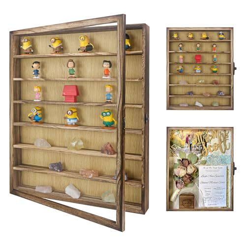 FramePro Shadow Box Frame Display Case 16x20 with Removable Shelves, Deep Memory Box Trinket Knick Knack Shelf Cabinet for Collector, Keepsake Coins Military Medals Wedding Flowers Real Wood - color: Carbonized Wood, size: 16x20