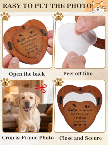 Dog Memorial Wind Chimes Gifts with Photo Frame - 32in Sympathy Gift for Loss of Dog, Pet Memorial Gifts for Dogs Passing Away Bereavement