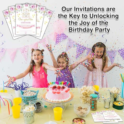 Birthday Invitations - Princess Birthday Invites with Envelopes(25-Count) - Magical Kingdom Castle Fill-in Party Invite Cards for Girls Kids Party Supplies Favors Decorations - A10 - style: Princess Magical Kingdom Castle