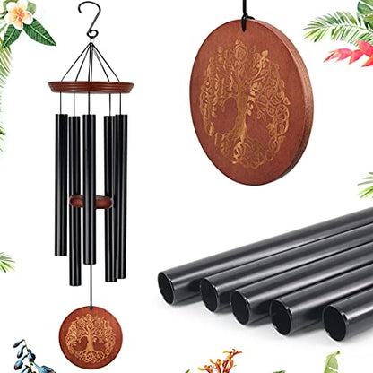 Astarin's Tree of Life Wind Chimes 36in Outdoor Garden Gift for Grandma Mom - color: Black